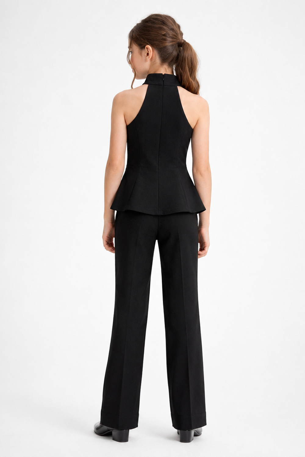 Coord Set with Peplum Top N Straight Pants