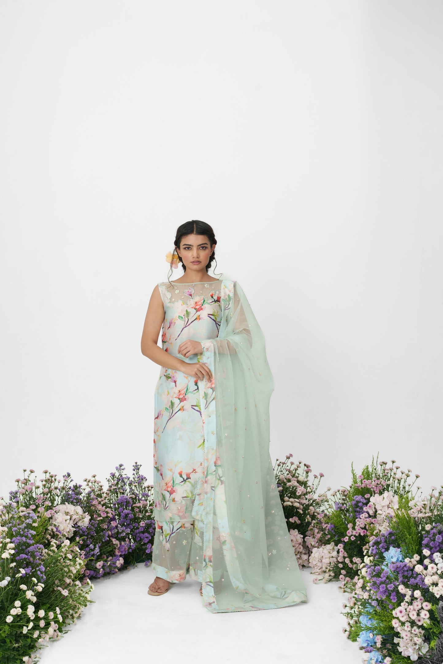 Lilium-Ice Blue Kurta Set With Dupatta