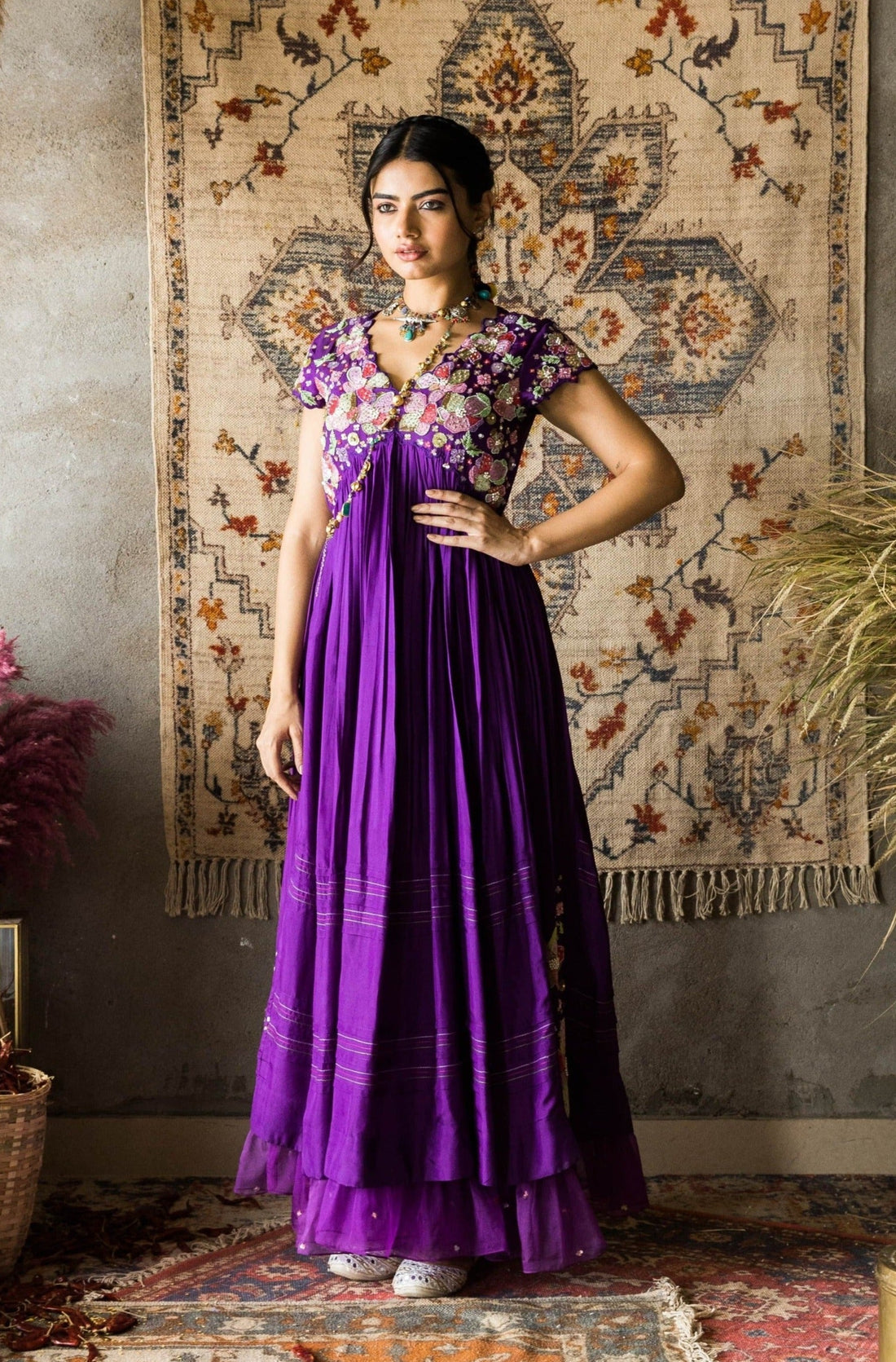 Naaz-Twilight Purple Silk Dress
