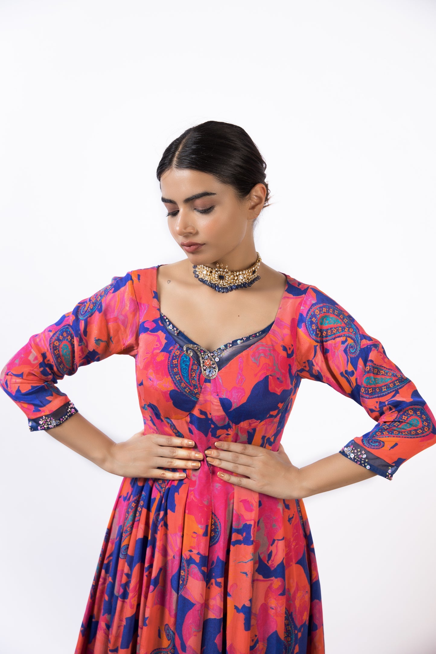 Paisley Wildberry Print Anarkali Set