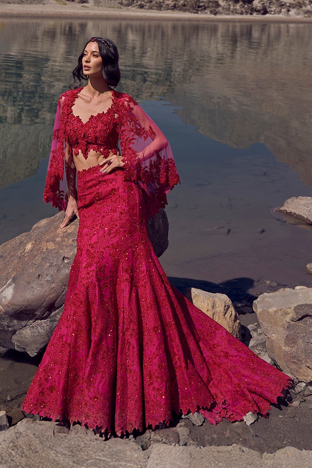 Cutdana Work Trail Lehenga Set