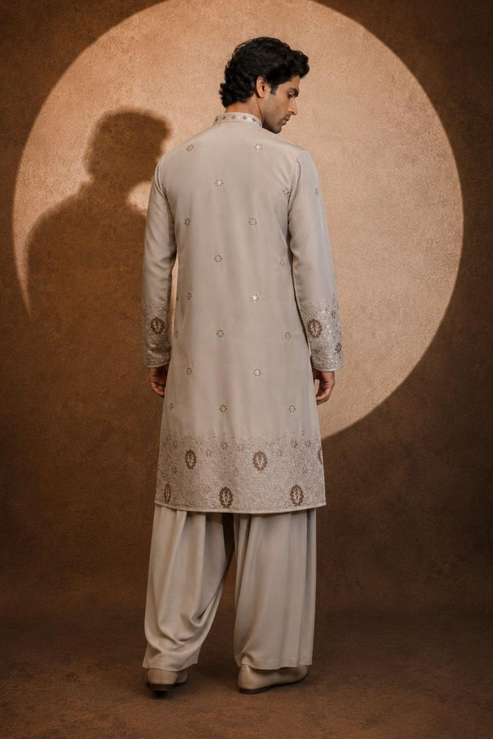 Dark-Green Cream Mocha Kurta Salwar