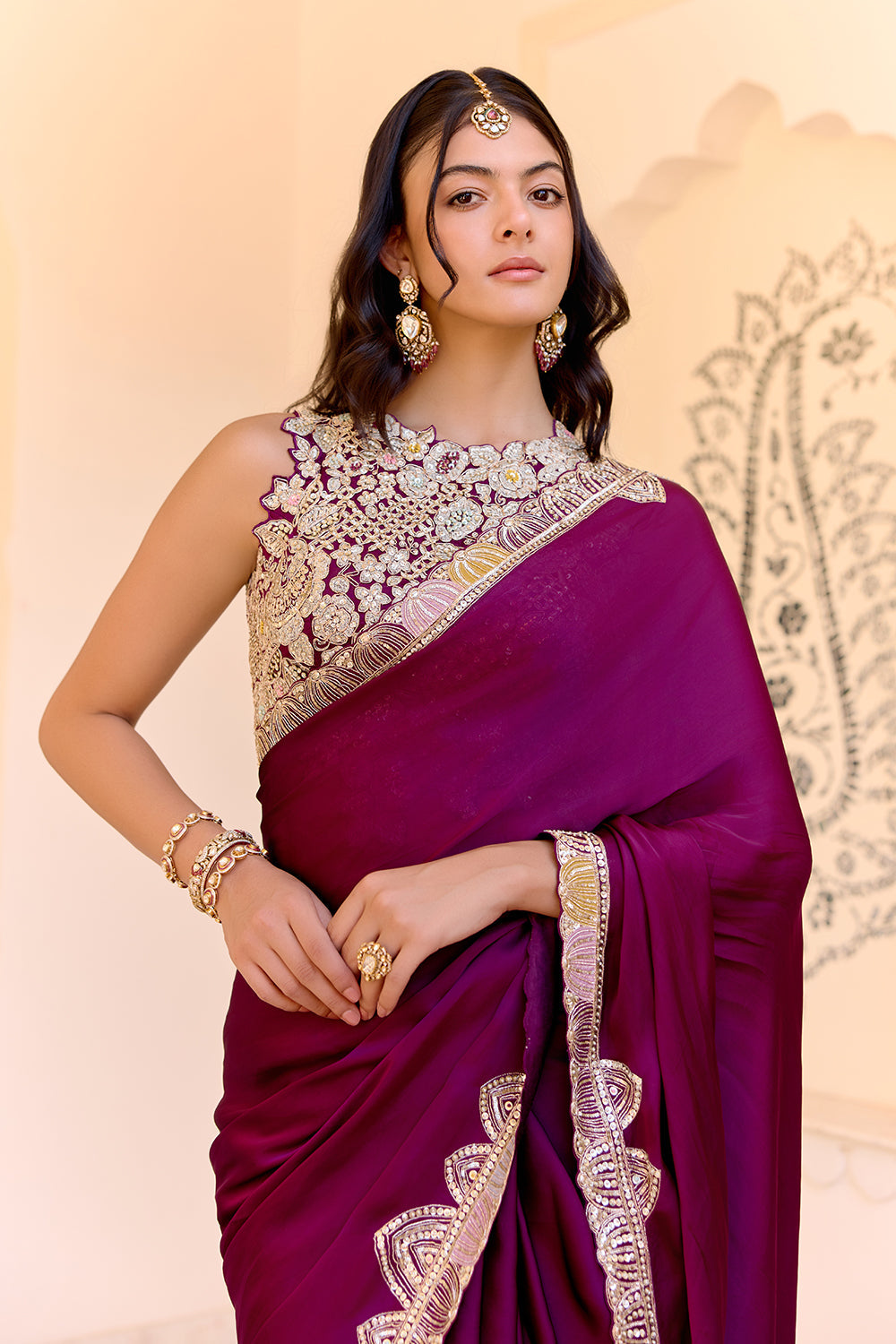 Dark Plum Saree Set