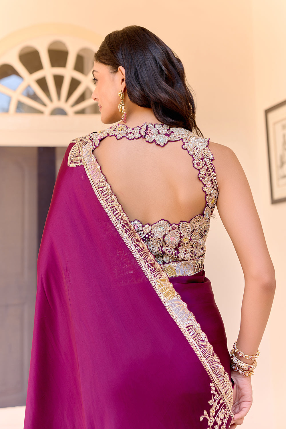 Dark Plum Saree Set
