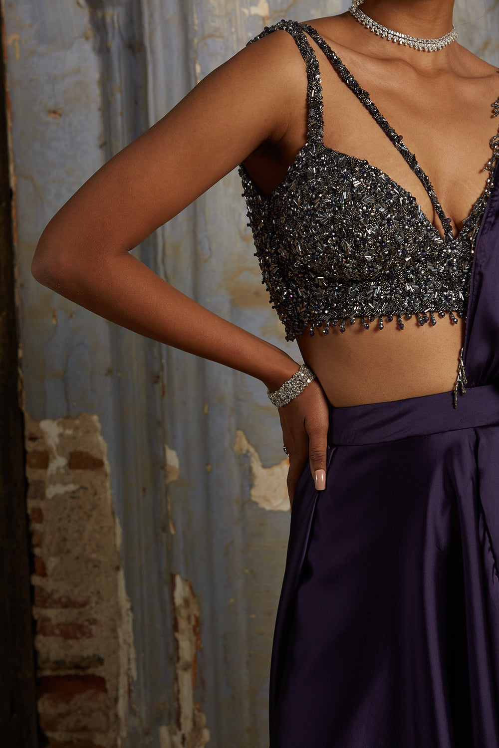 Dark Purple Drape Saree