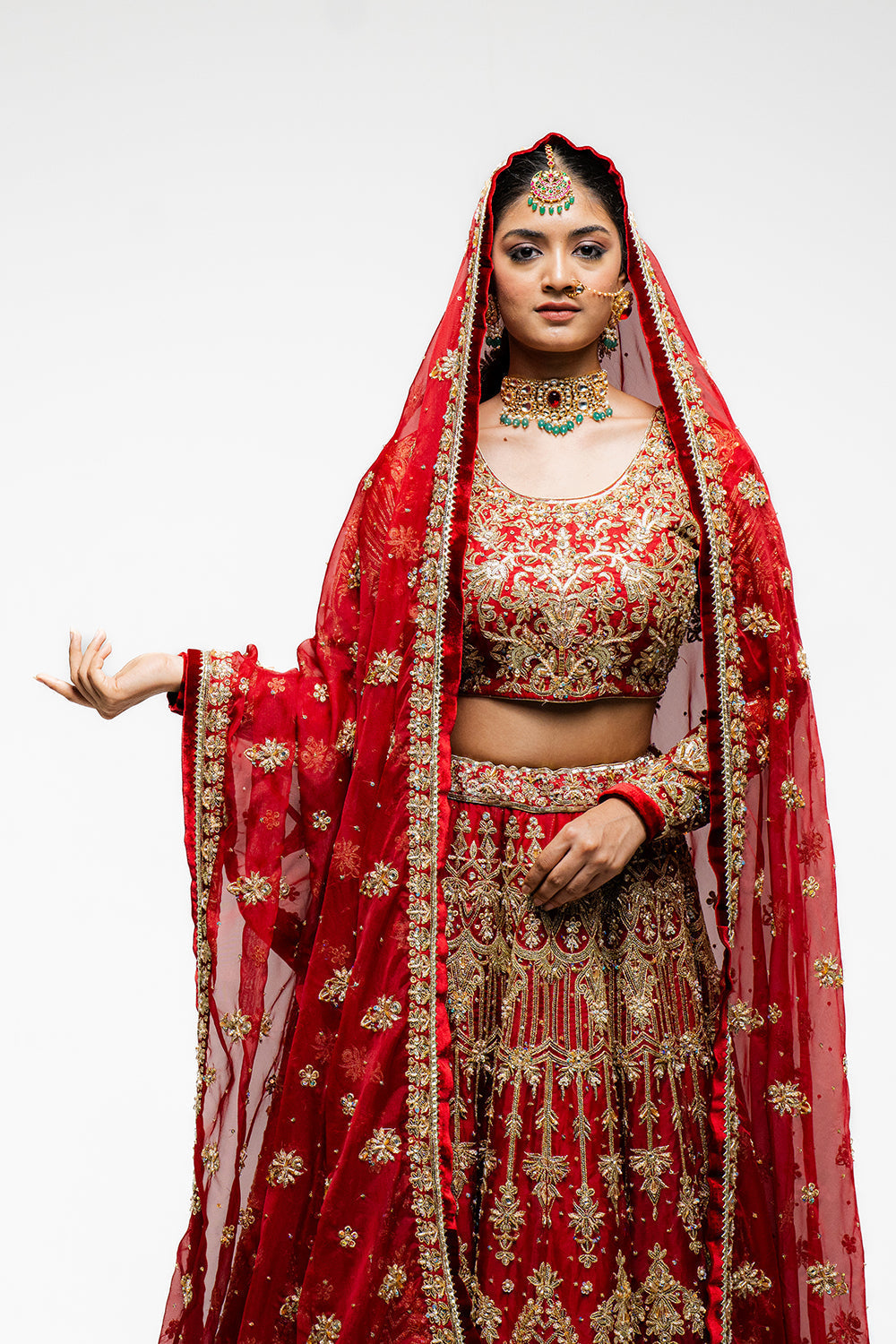 Deep Maroon Machine Embroidered Lehenga Set