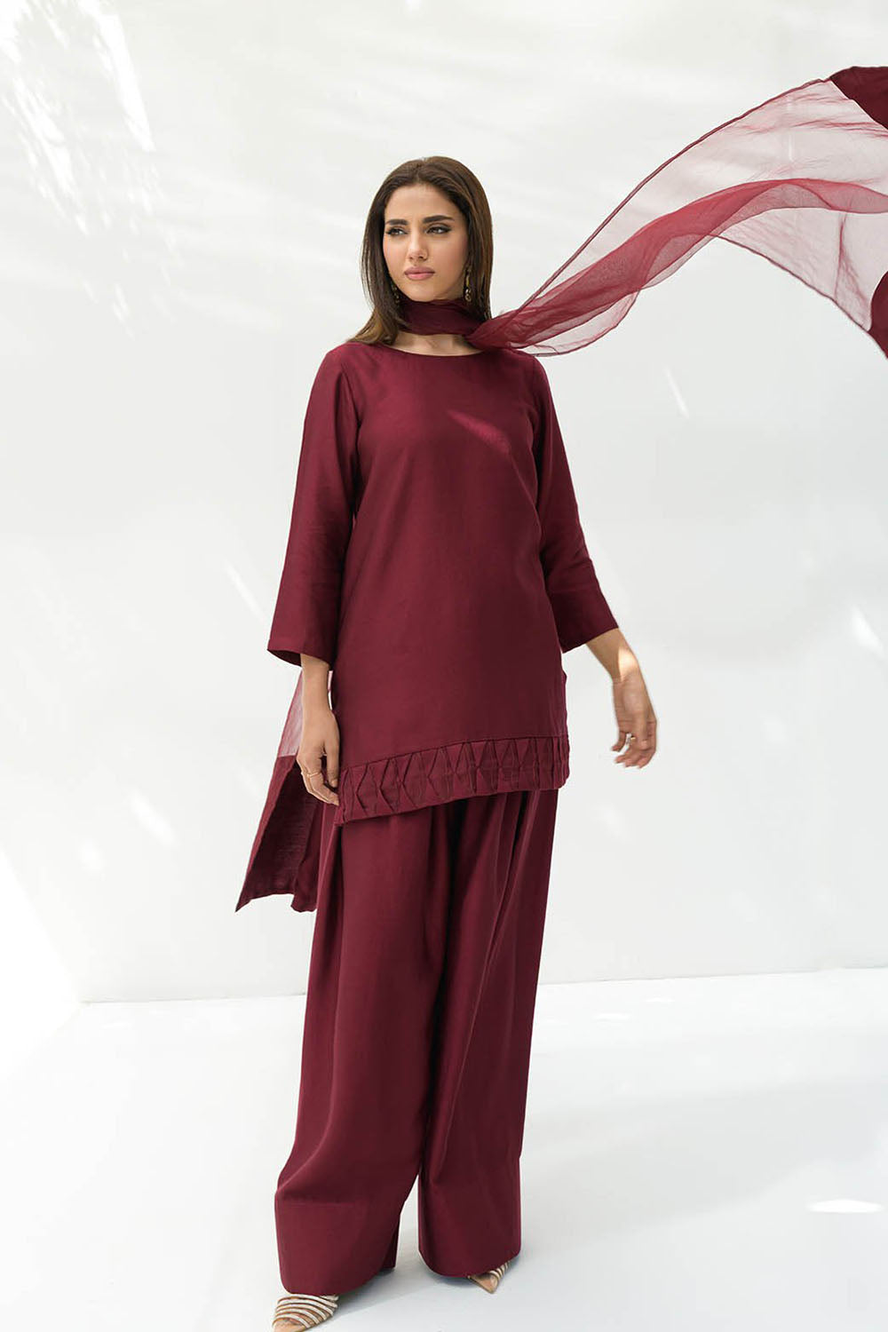 Deep Wine Pure Silk Kurta Set