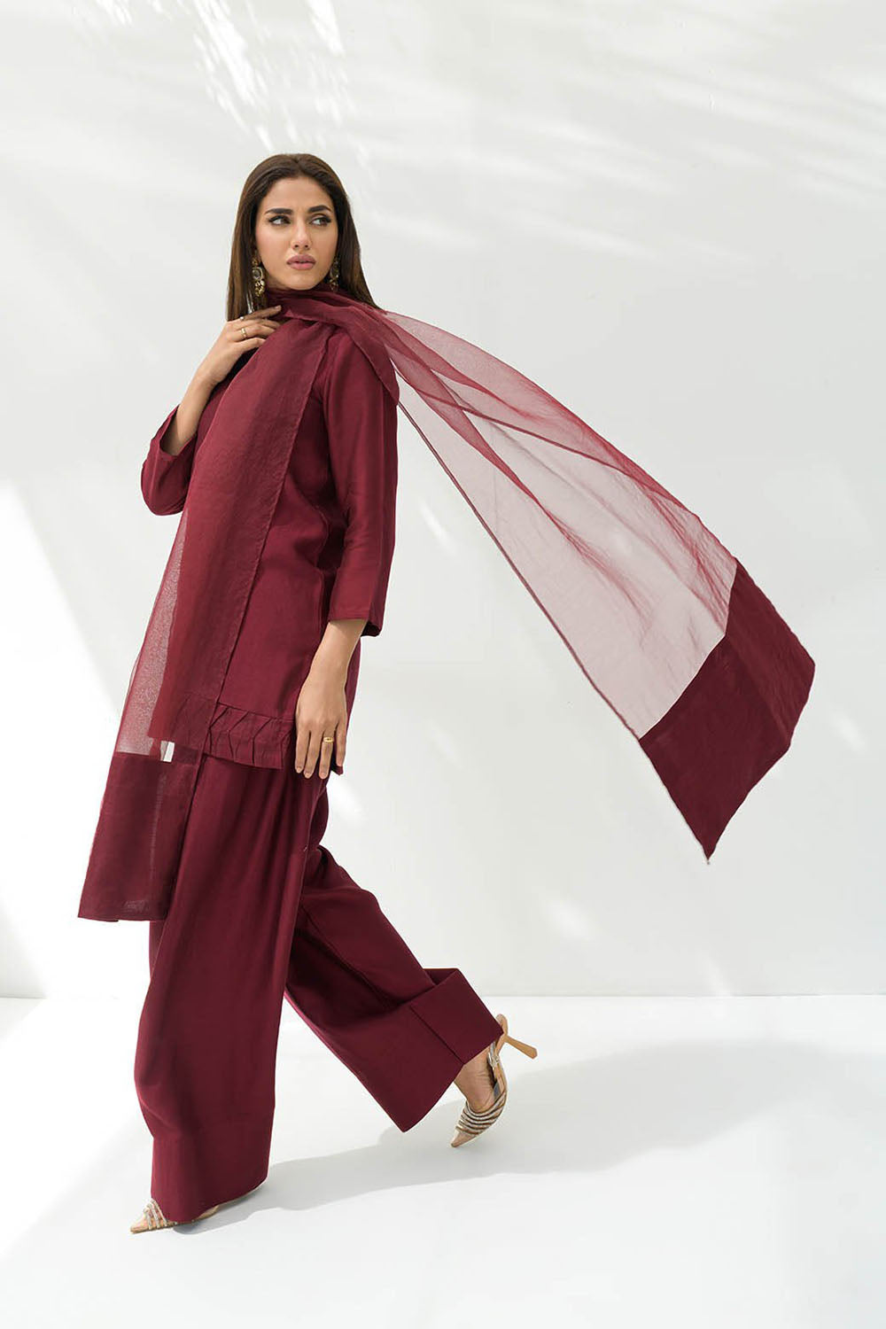 Deep Wine Pure Silk Kurta Set