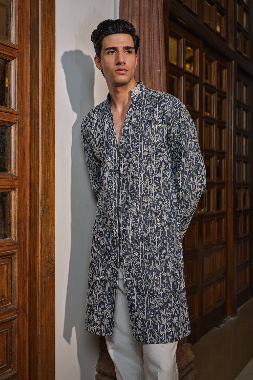 Denim Flora Kurta Set