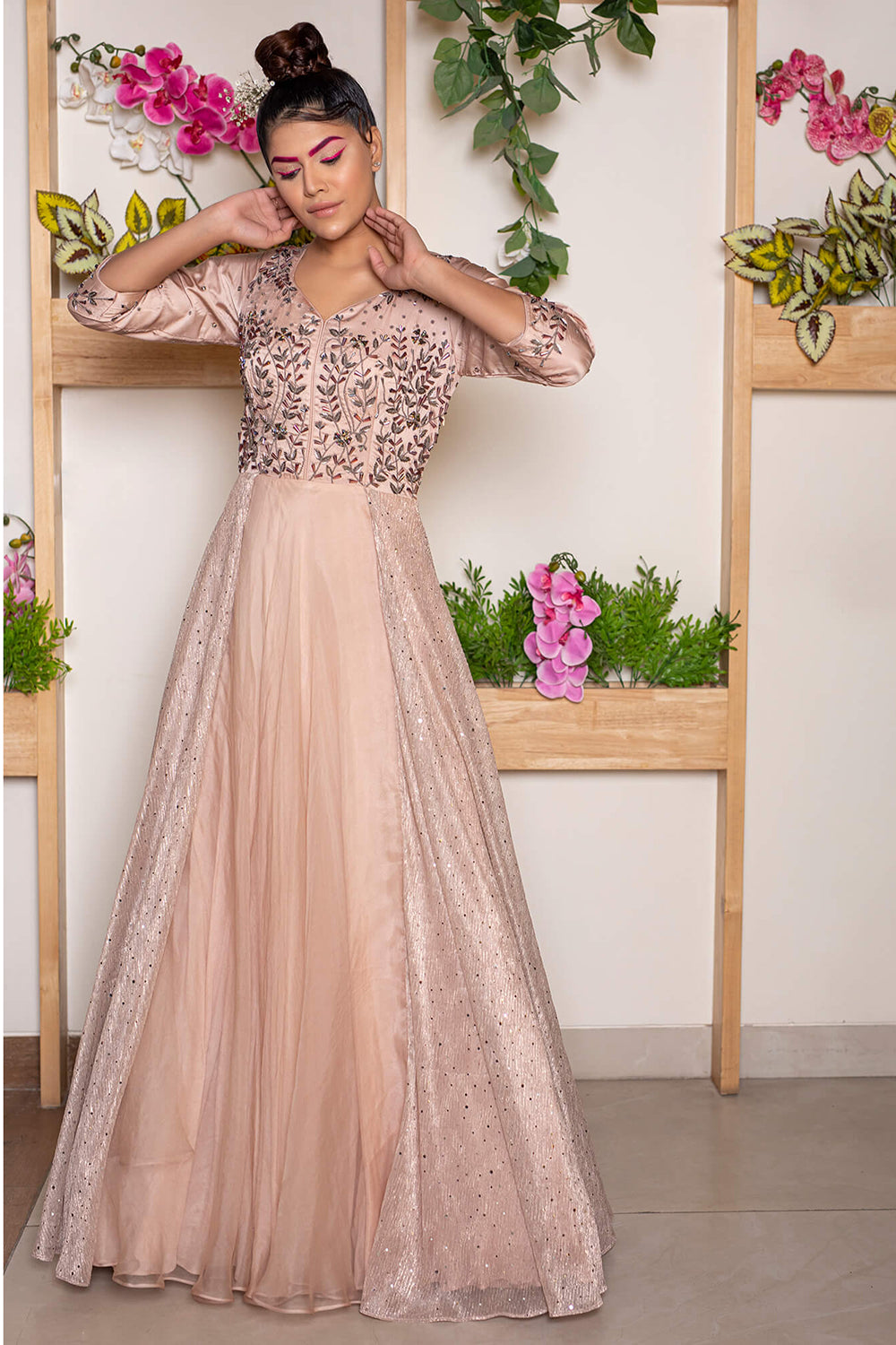 Drape Gown with Crystal Embellishments