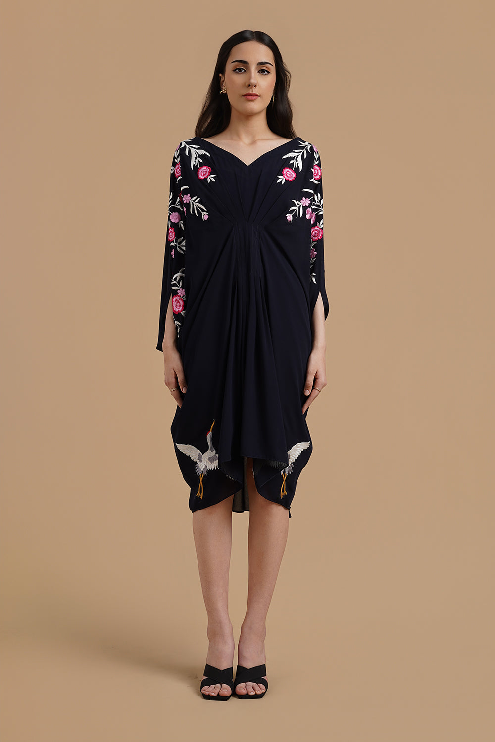 Drape Kaftaan Dress With Emroidery