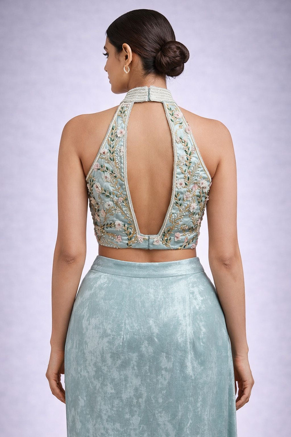 Drape Skirt with embroidered blouse
