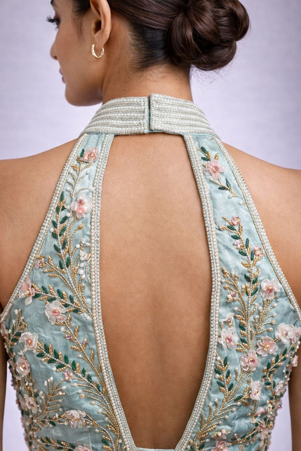 Drape Skirt with embroidered blouse