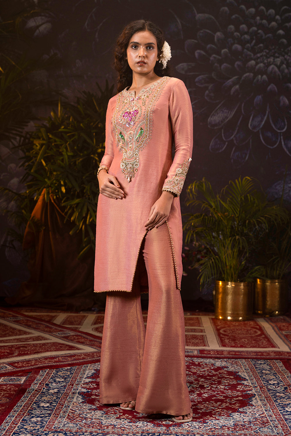 Dual-Tone Dusty Pink Kurta Set