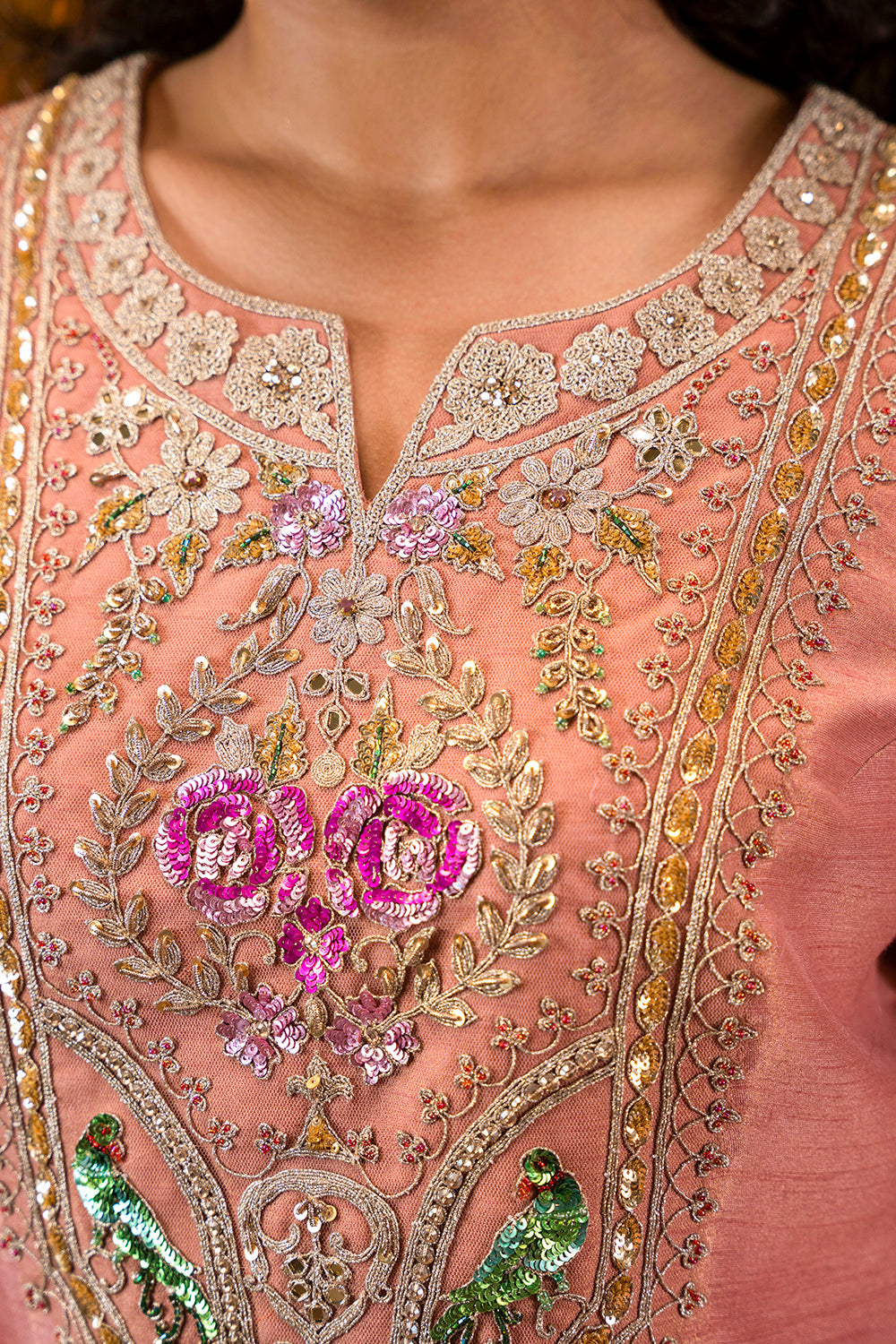 Dual-Tone Dusty Pink Kurta Set