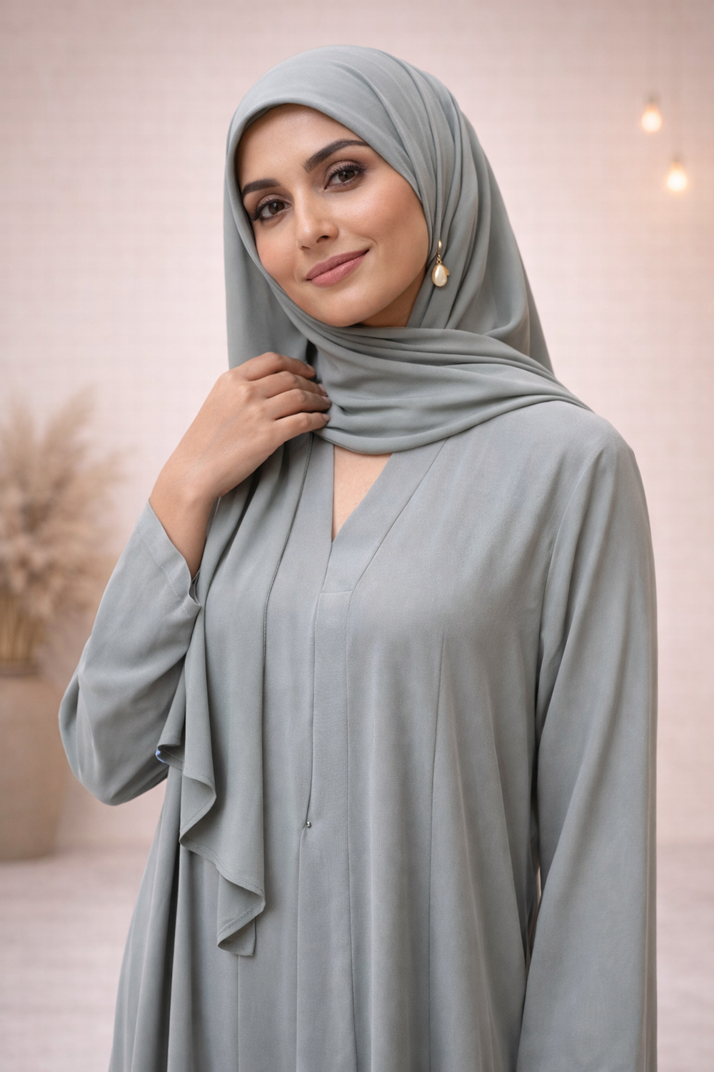 Elegant Light Grey Abaya