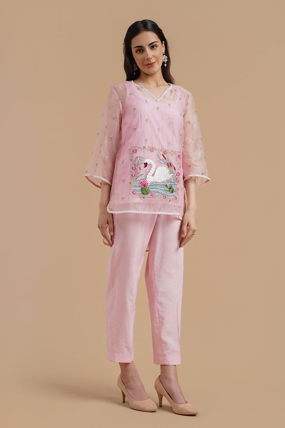 Embroidered Kurta With Pants and Inner