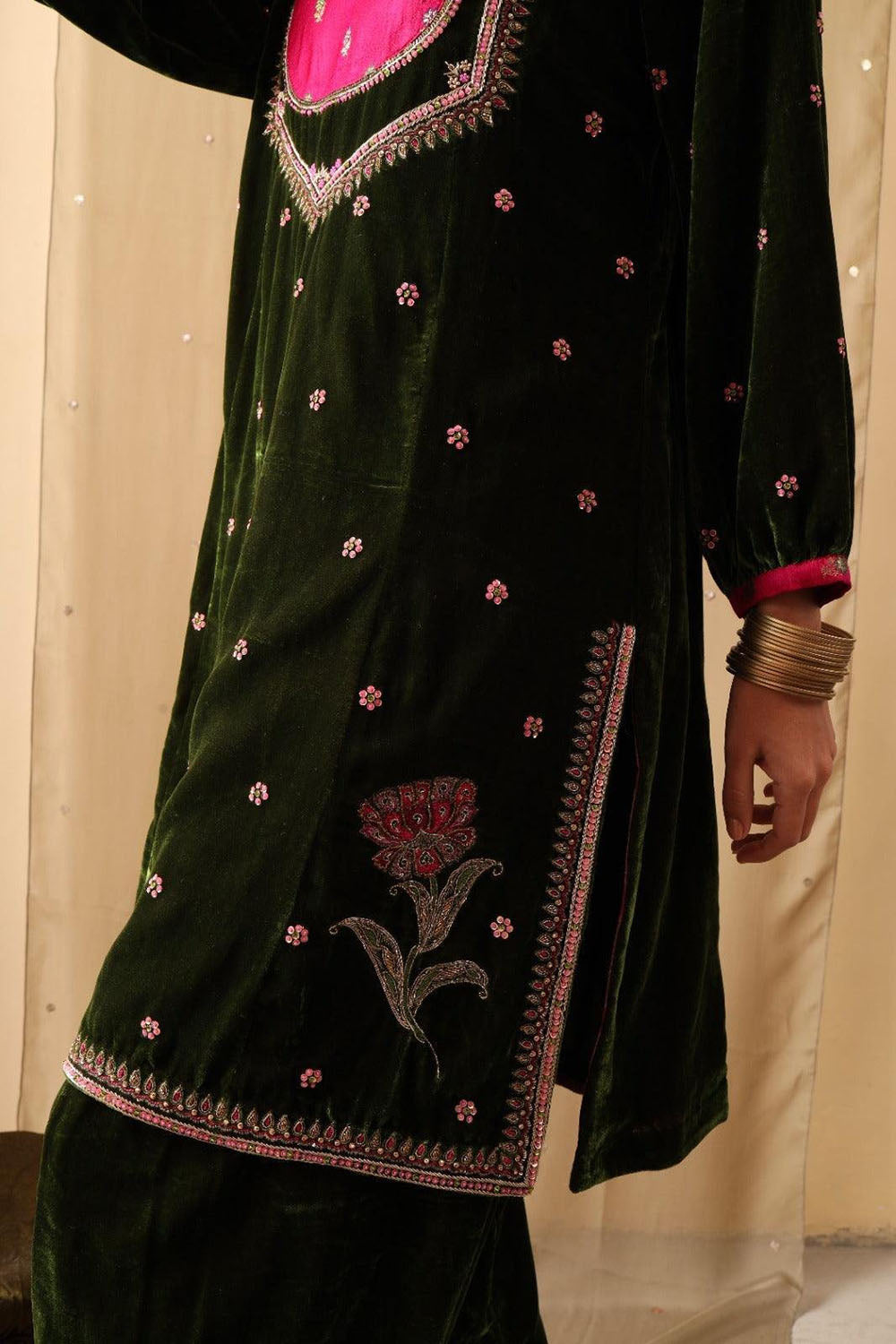 Forest Bloom Velvet Suit Set