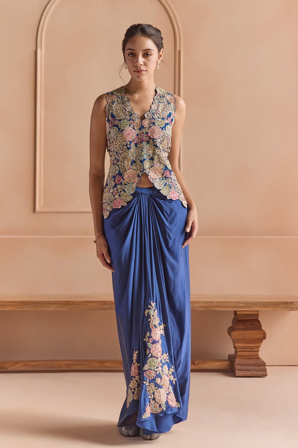 French Navy Embroidered Set