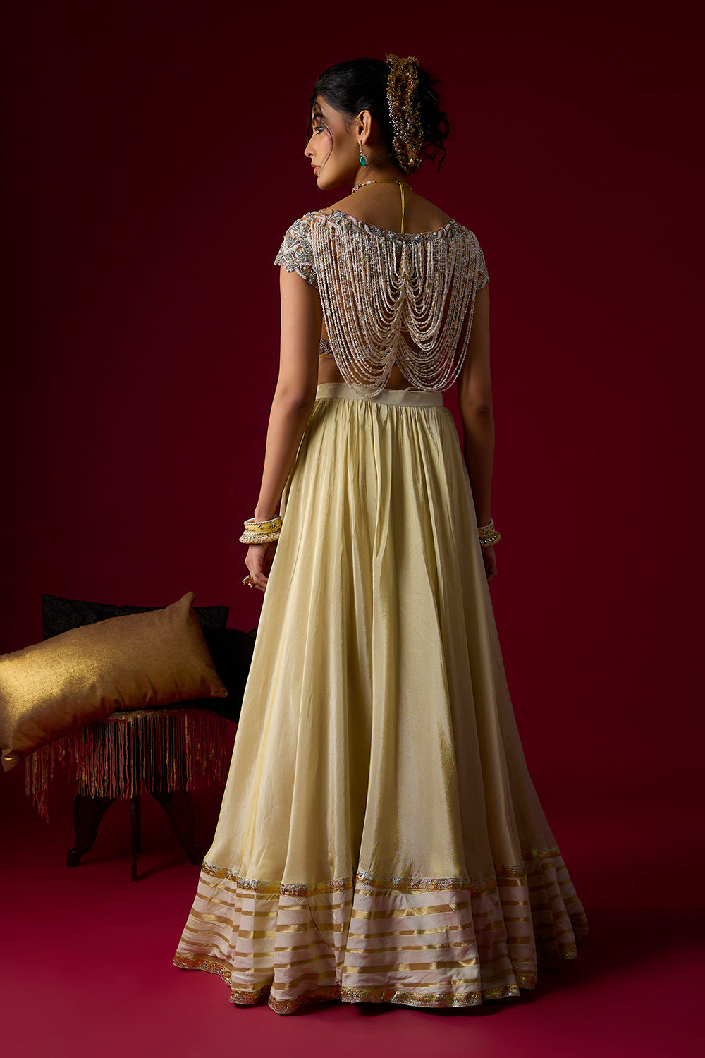 Gold Tissue Lehenga Set