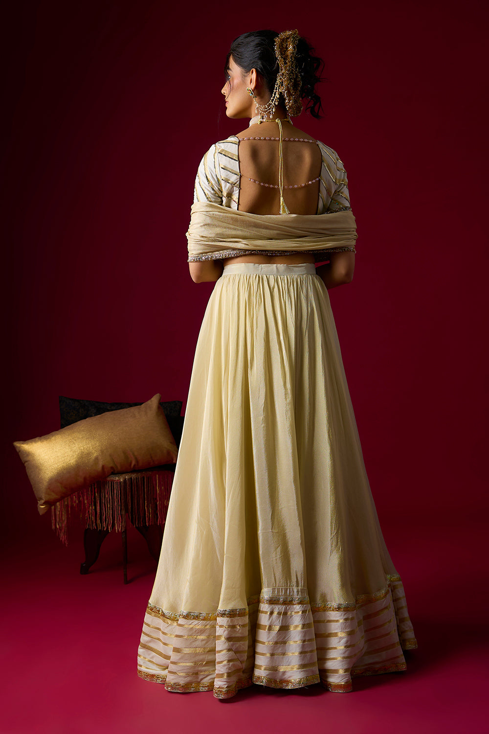 Gold Tissue Lehenga Set