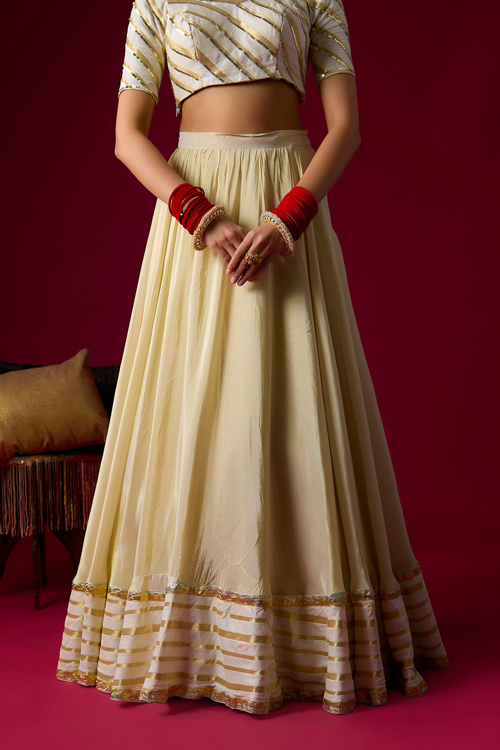 Gold Tissue Lehenga Set