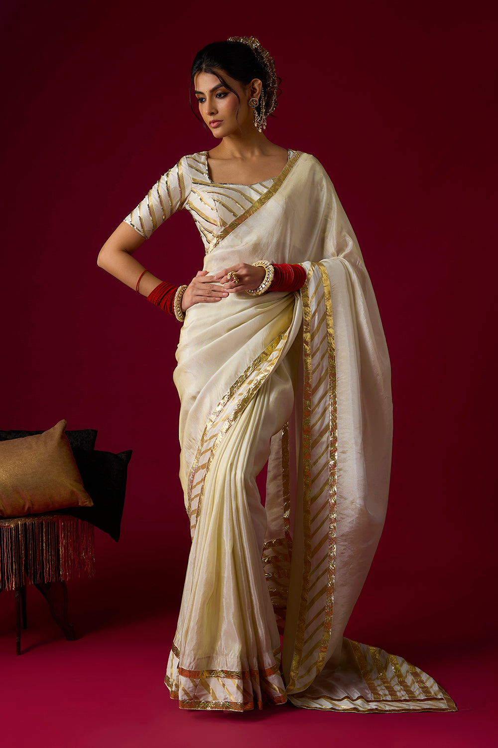 Gold Tissue Saree Set