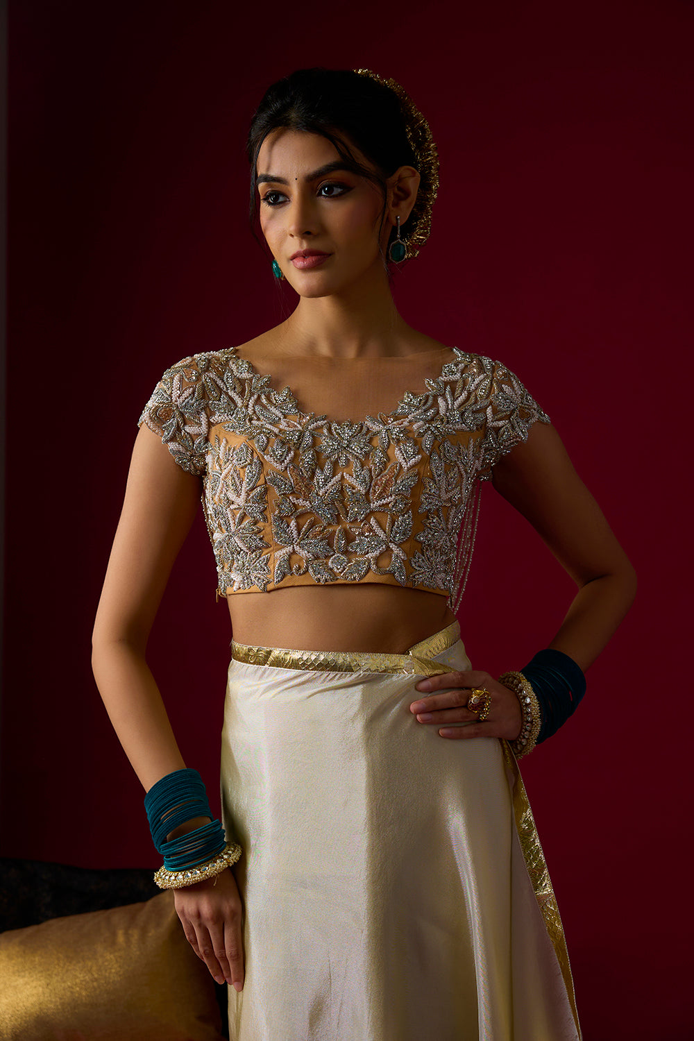 Gold Tissue Saree Set