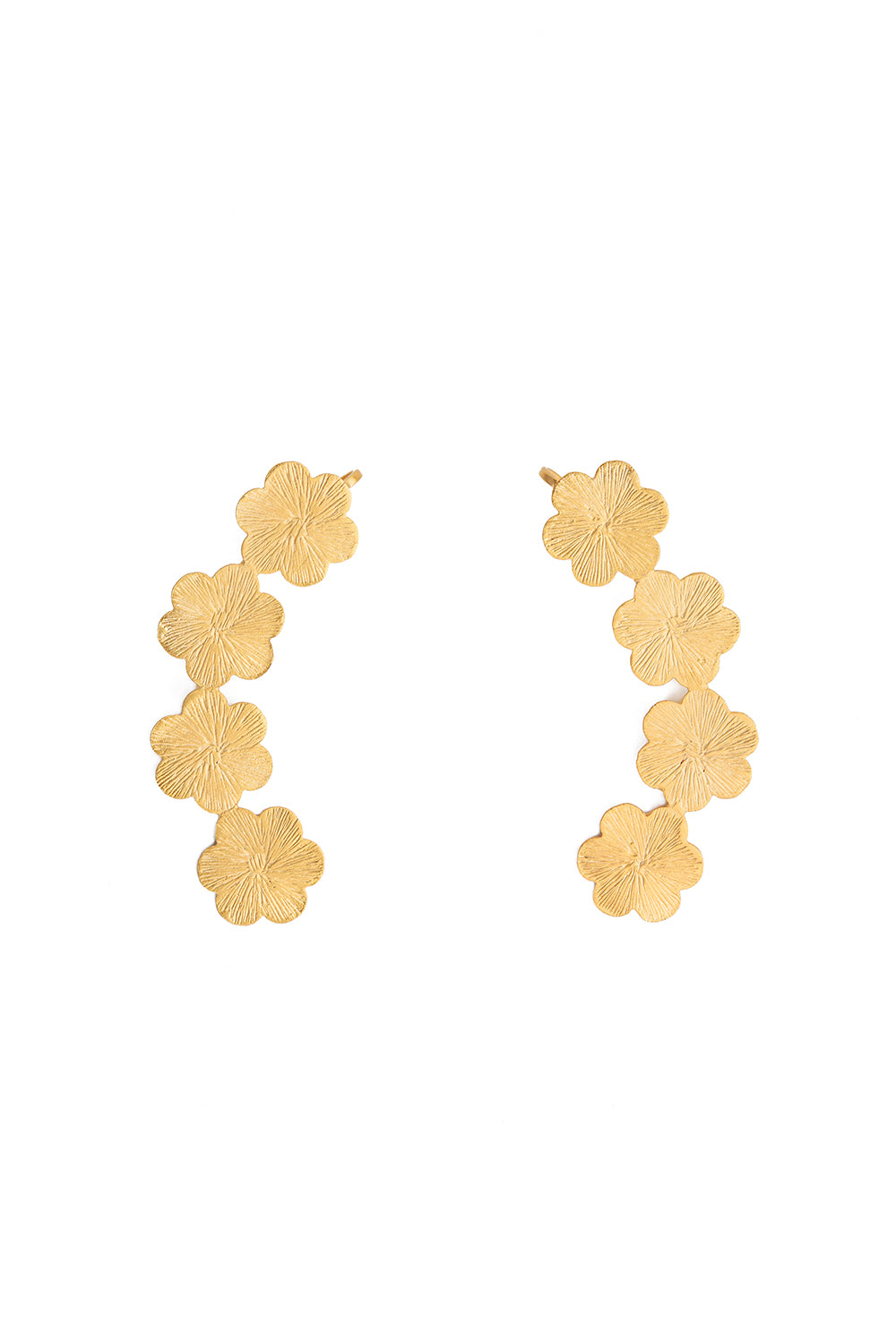 Golden Flower Carved Ear Cuff