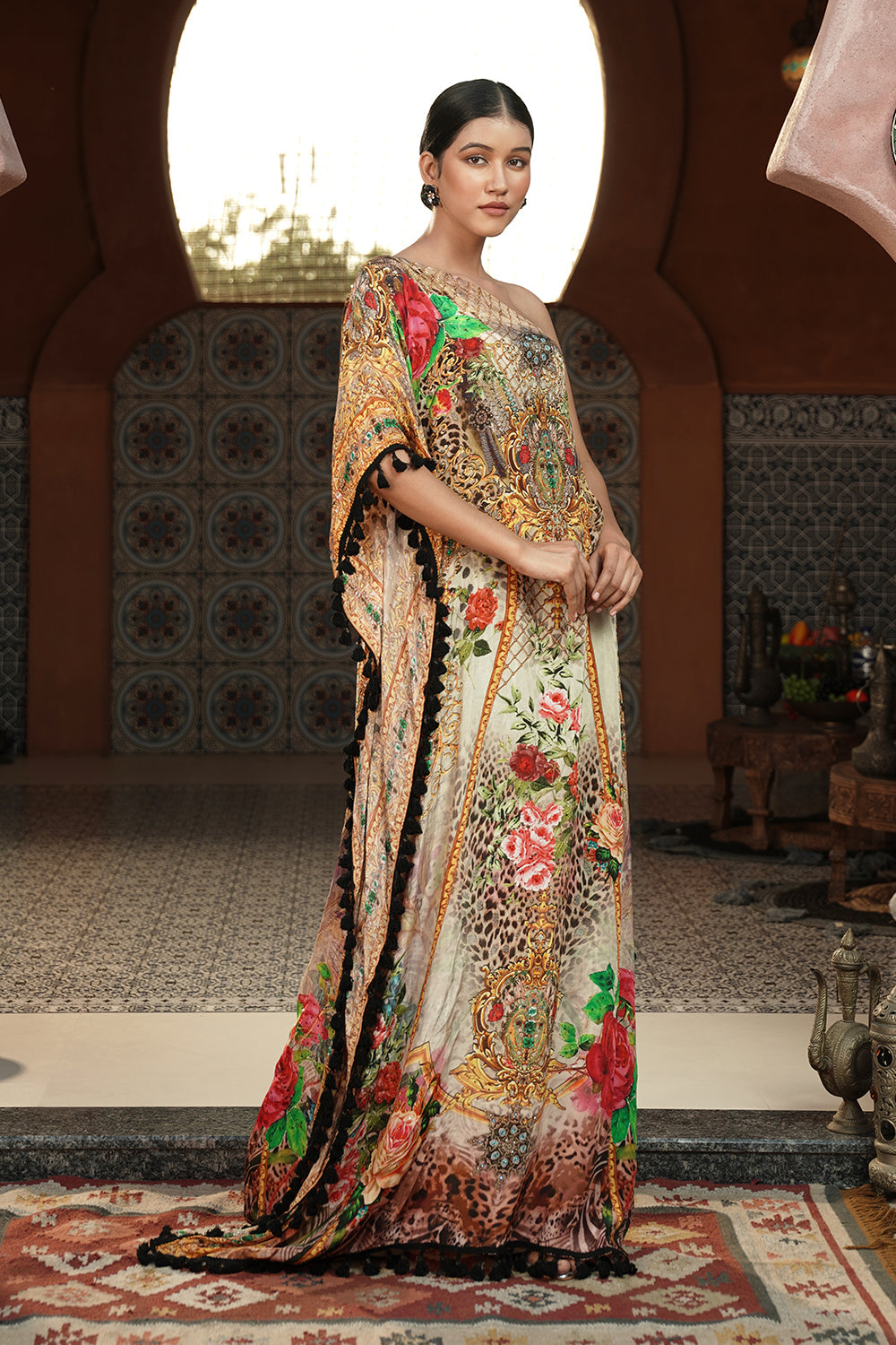 Golden Luxe Printed Kaftan Gown