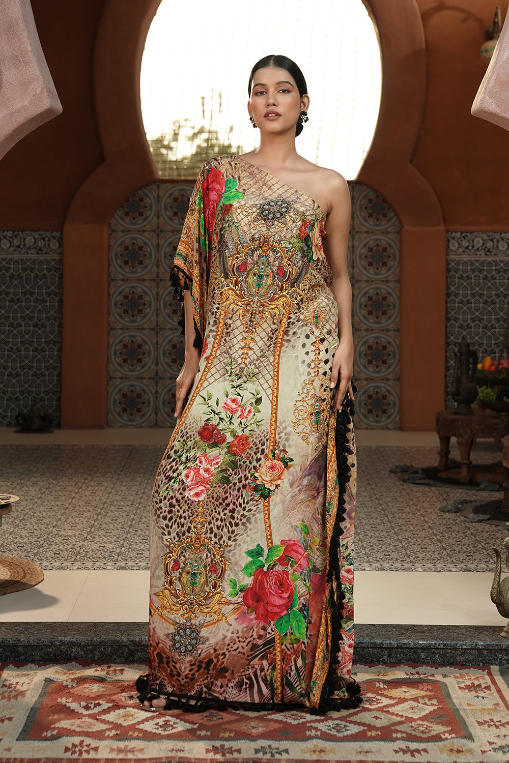 Golden Luxe Printed Kaftan Gown
