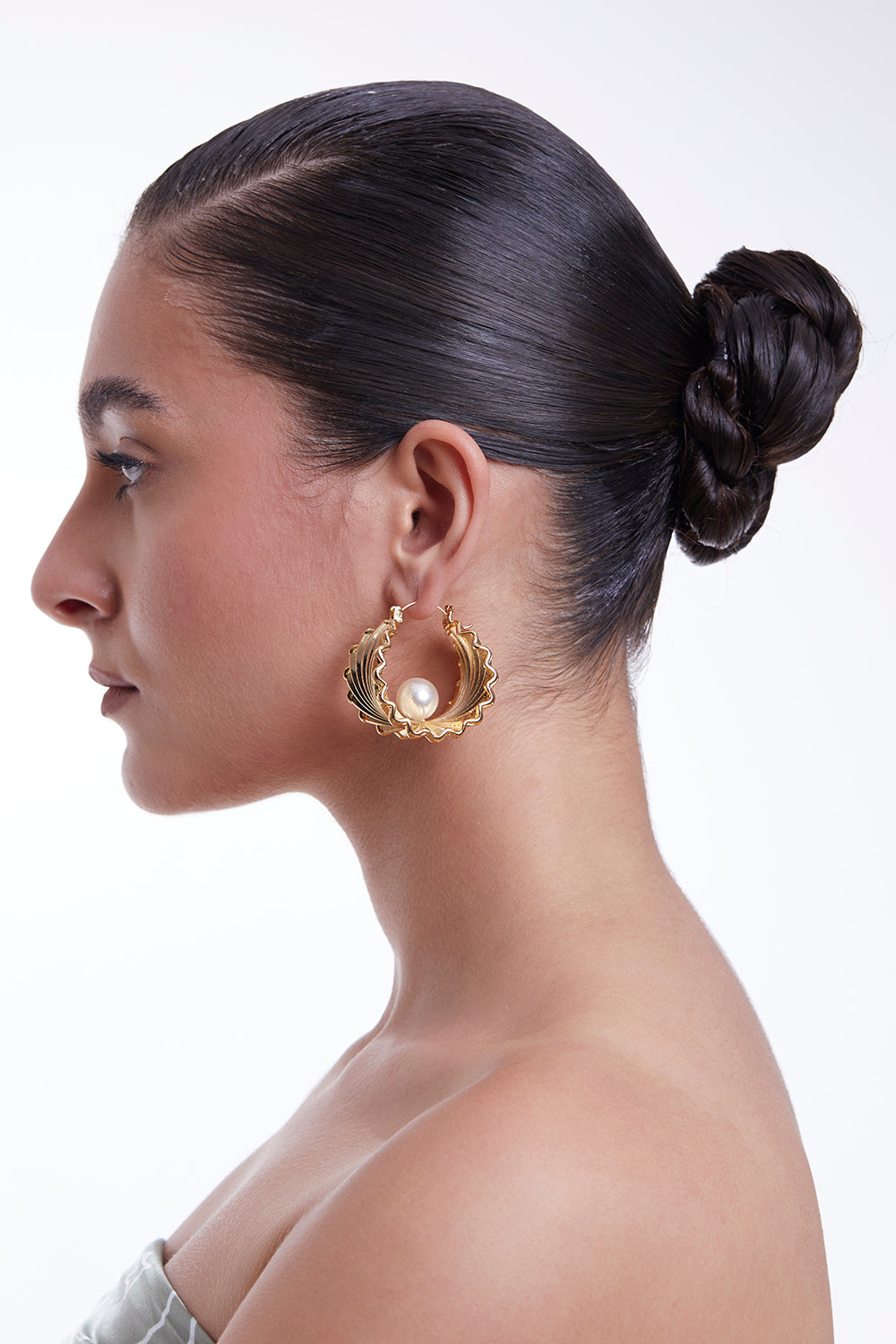 Golden Oyster Hoops