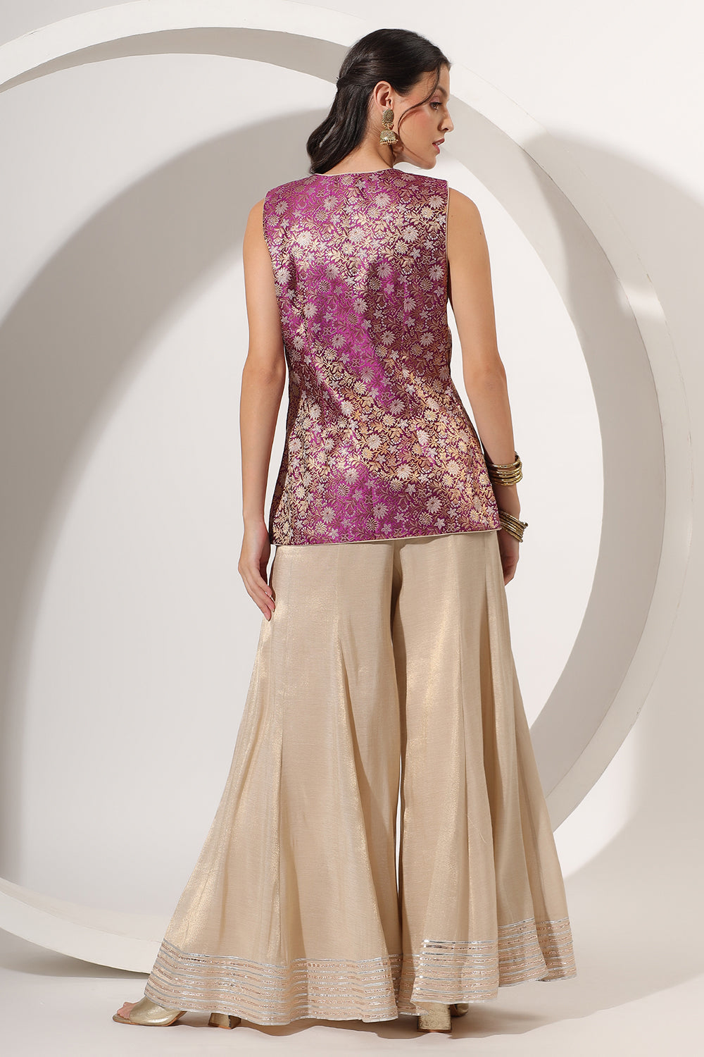 Golden Sharara with Brocade Jacket