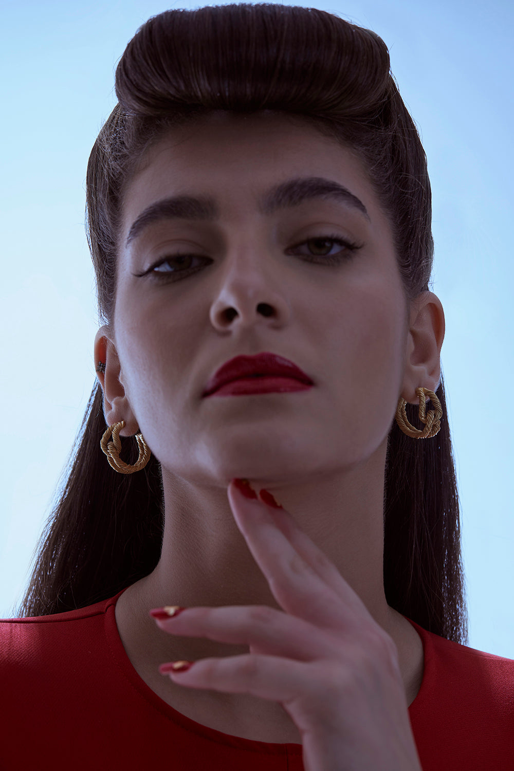 Golden Threaded Circular Hoops