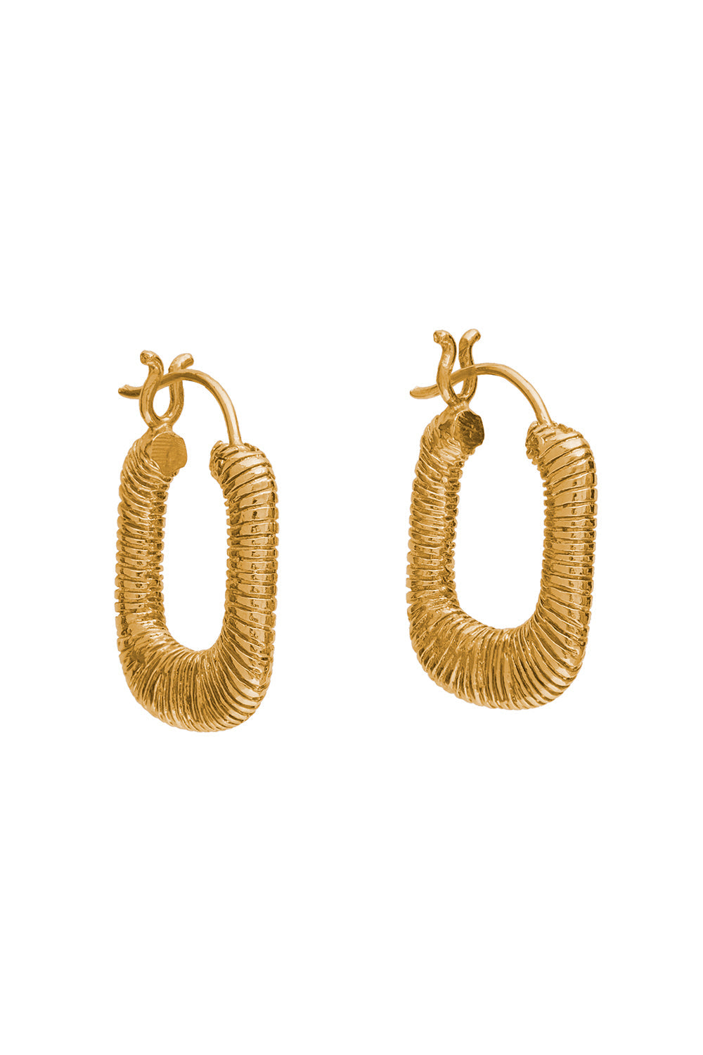 Golden Threaded Rectangular Hoops
