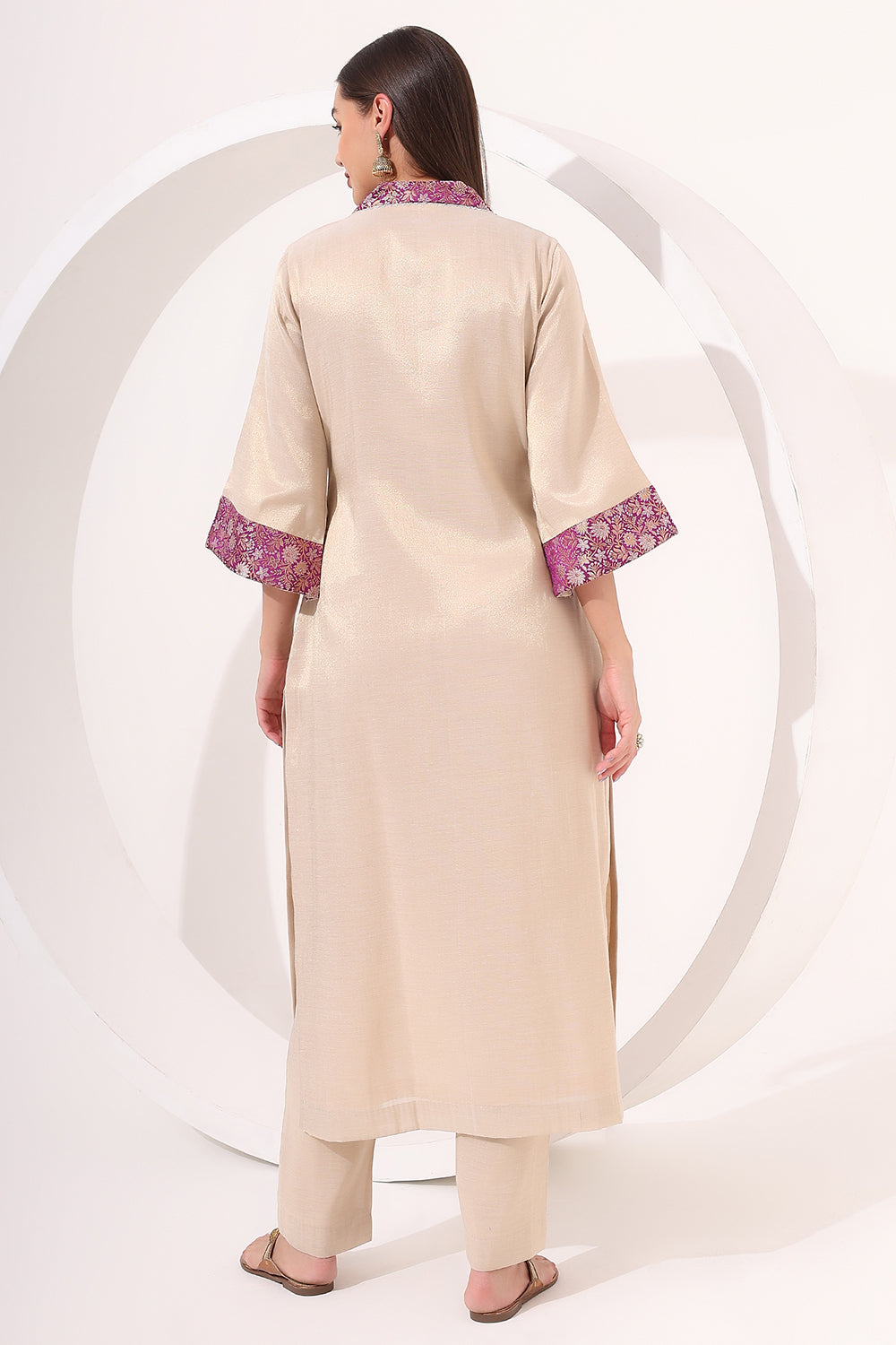 Golden Tissue Straight Kurta Set