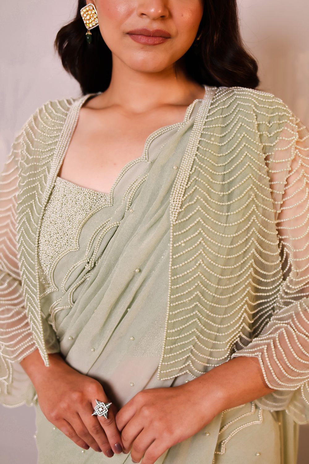 Green Cape Saree