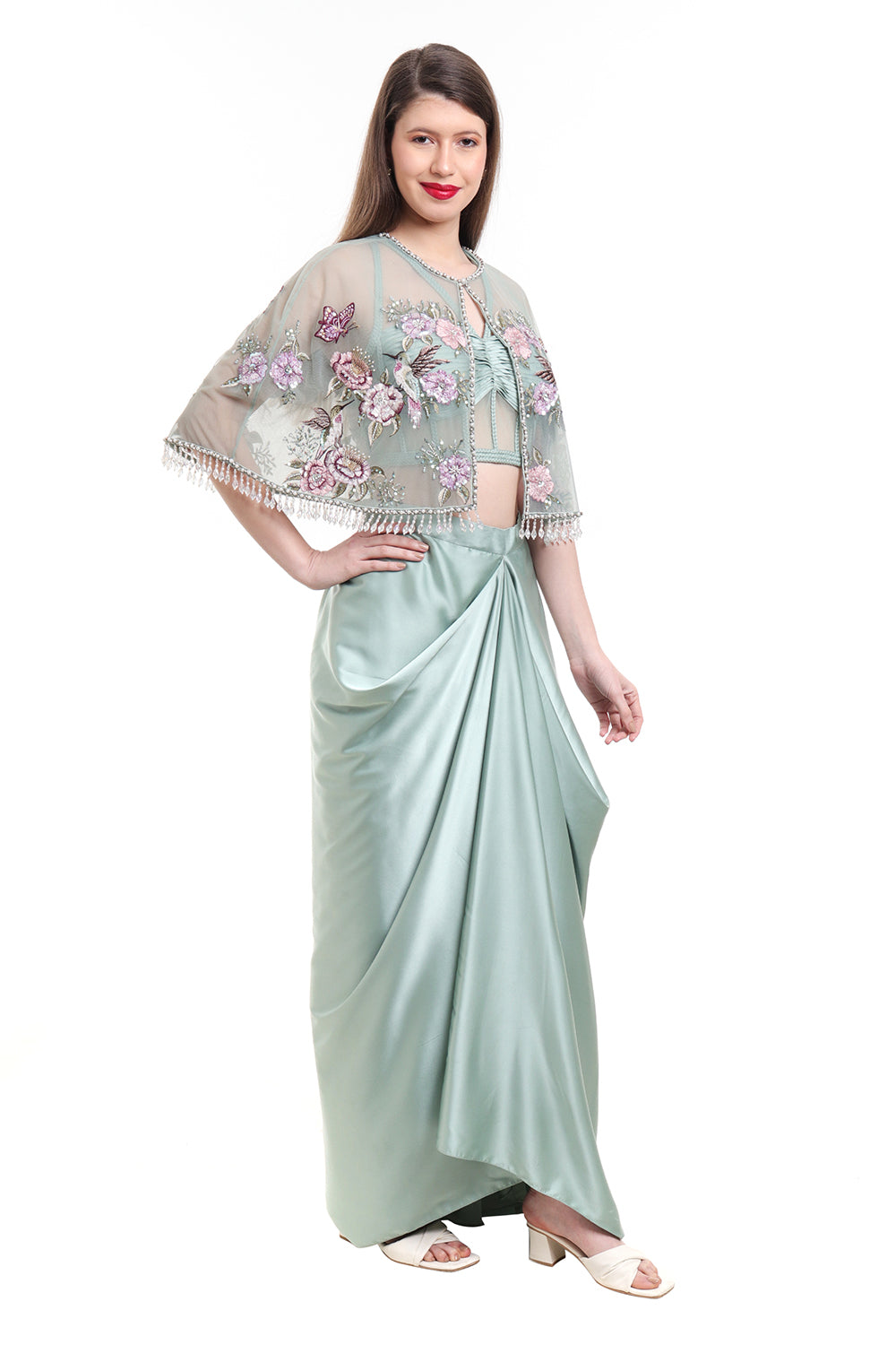 Green Drape Saree