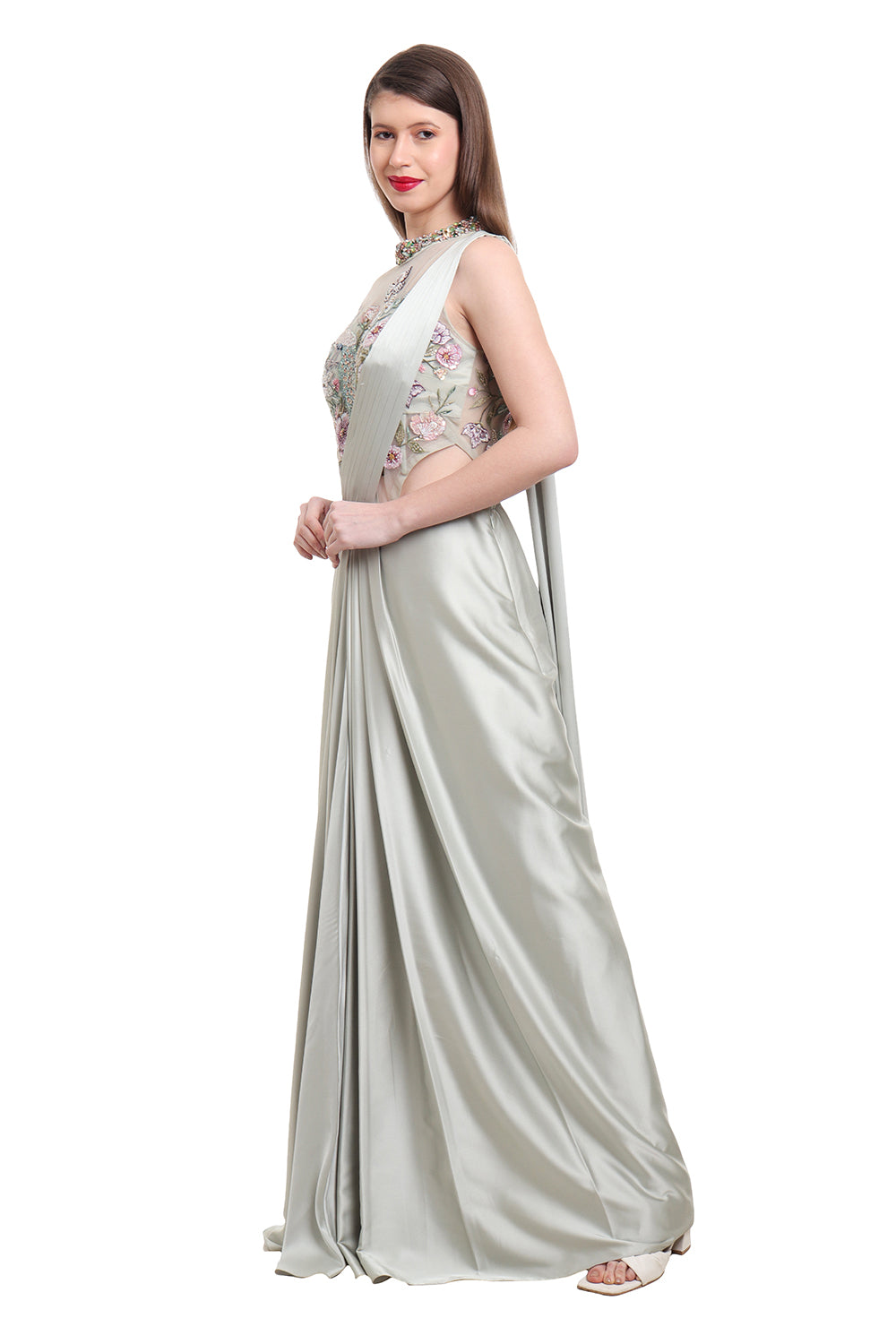 Green Drape Saree