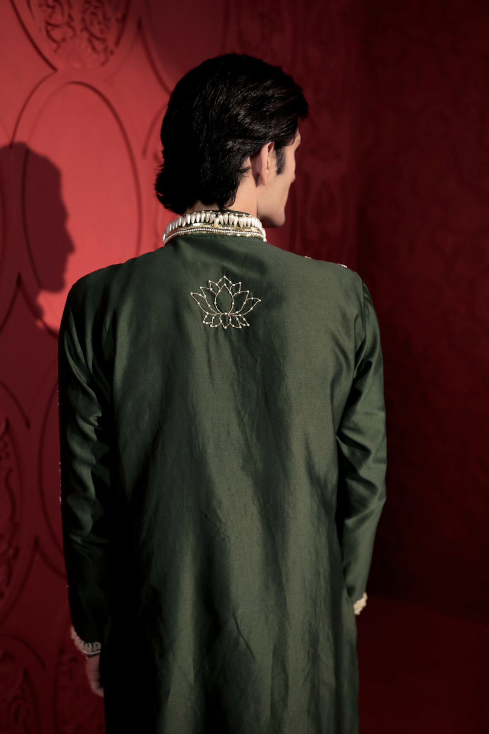 Green Lotus Embroidered Kurta Set