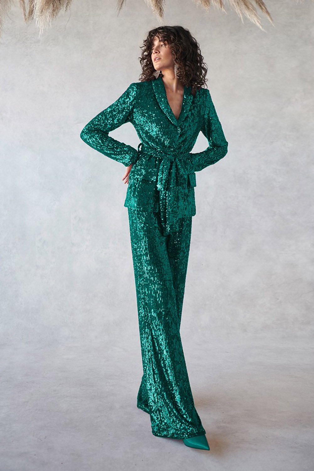 Green Sequin Blazer Suit