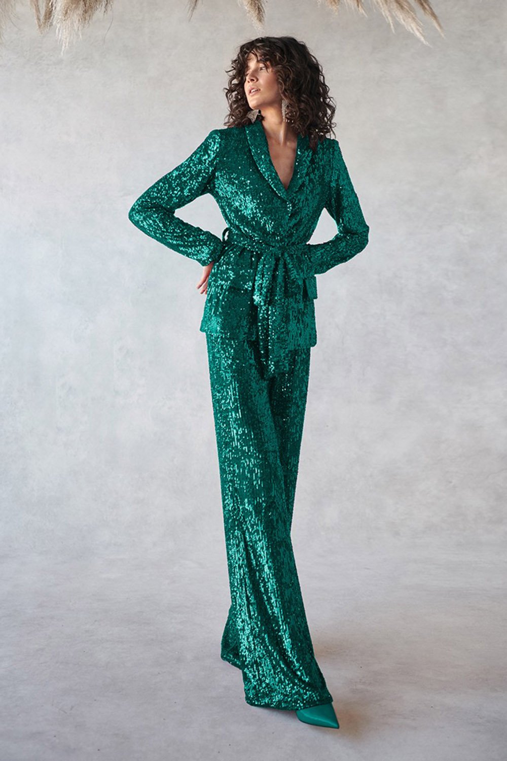 Green Sequin Blazer Suit
