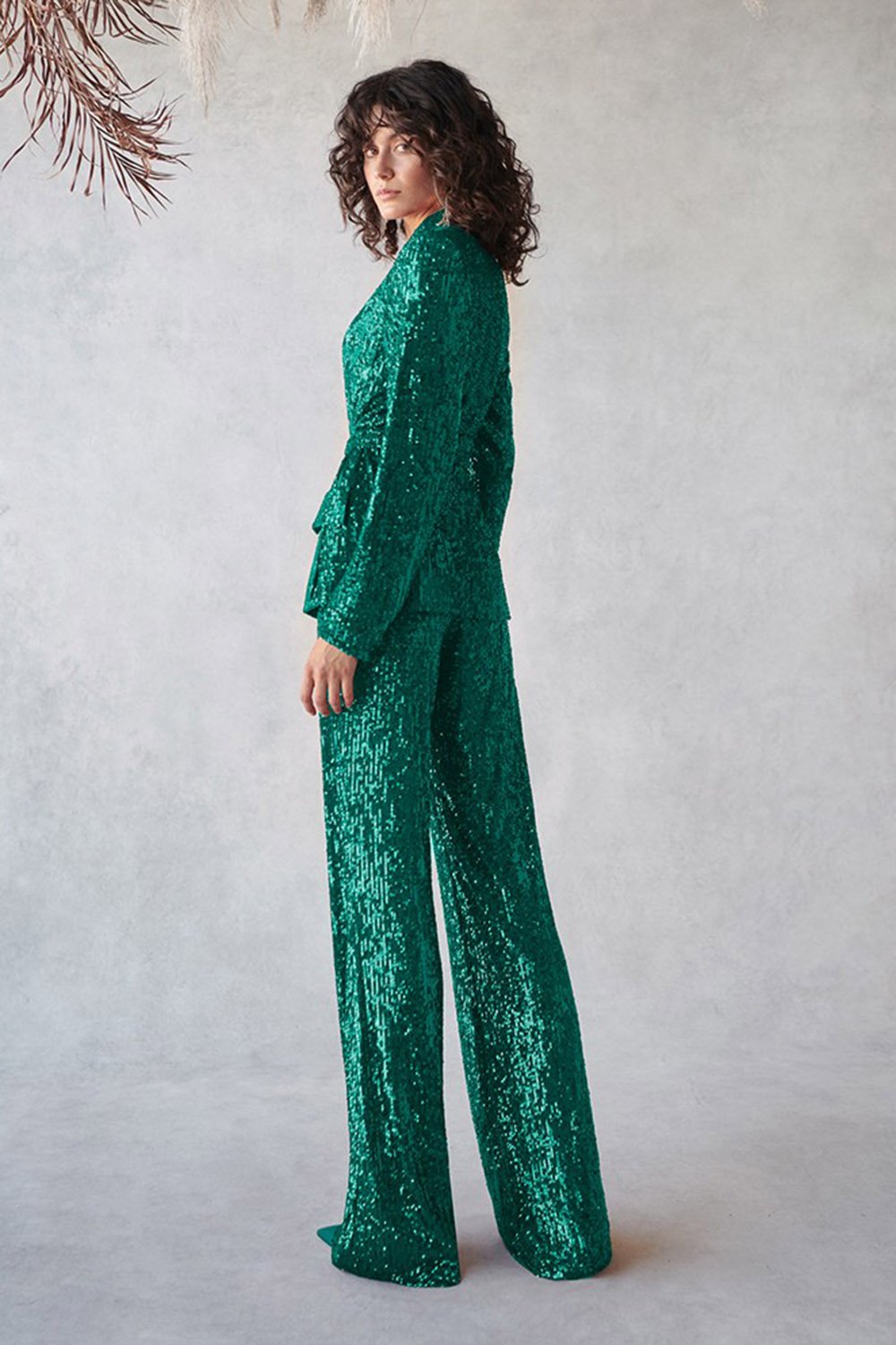 Green Sequin Blazer Suit