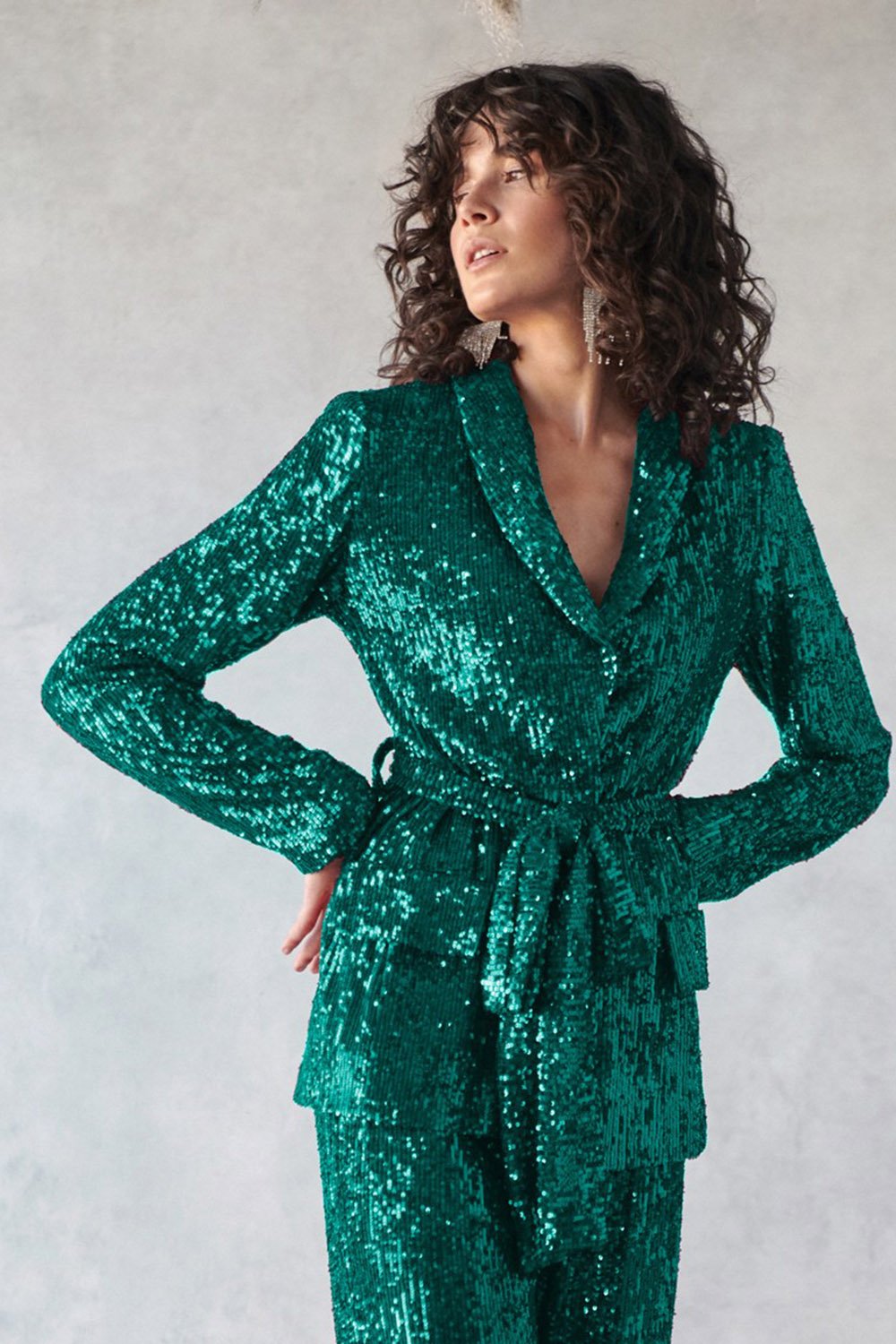 Green Sequin Blazer Suit