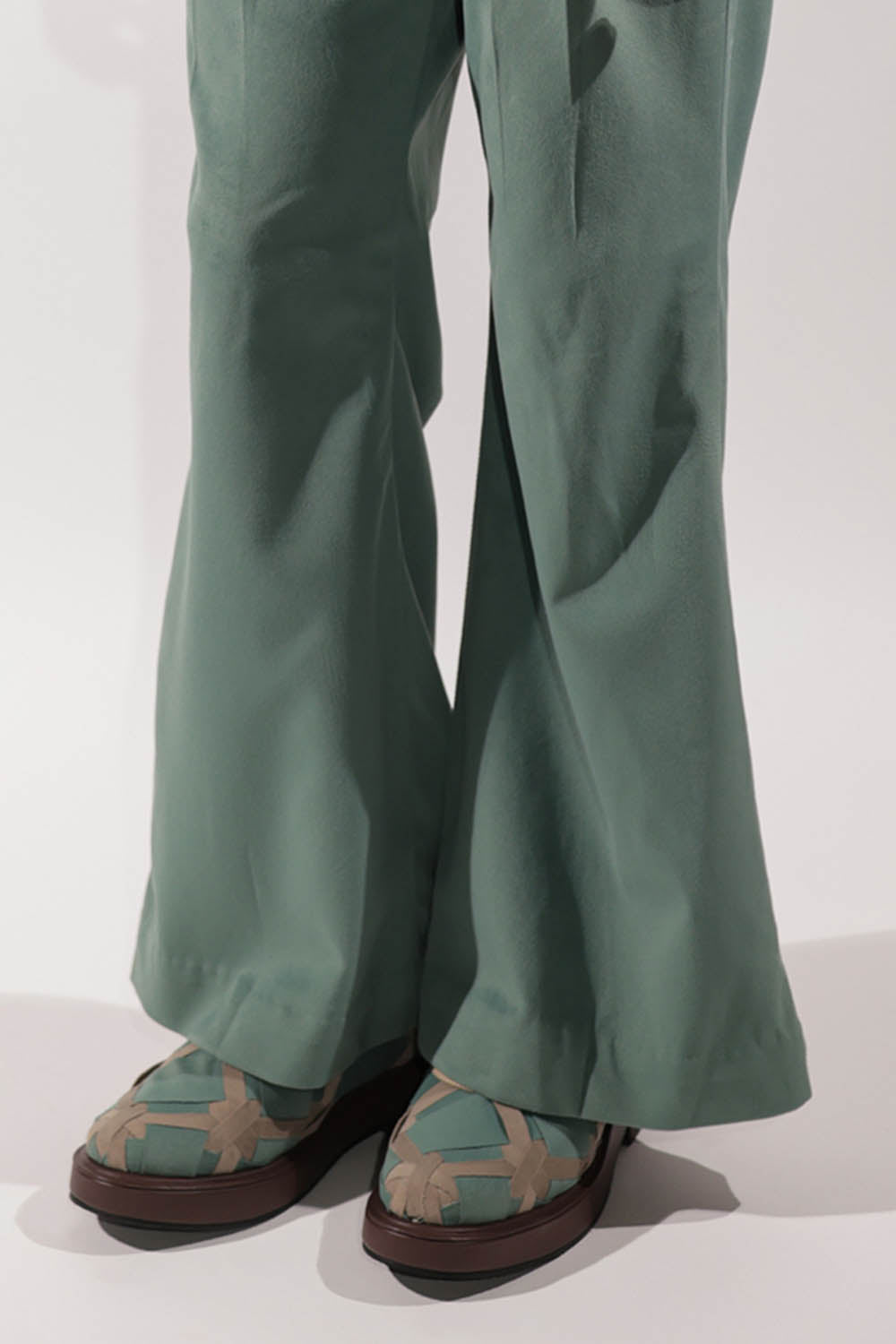 Green Suede Bootcut Pants