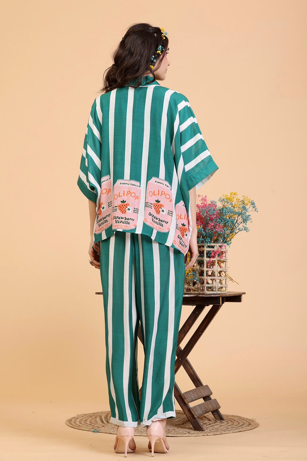 Green and White Co-ord Set