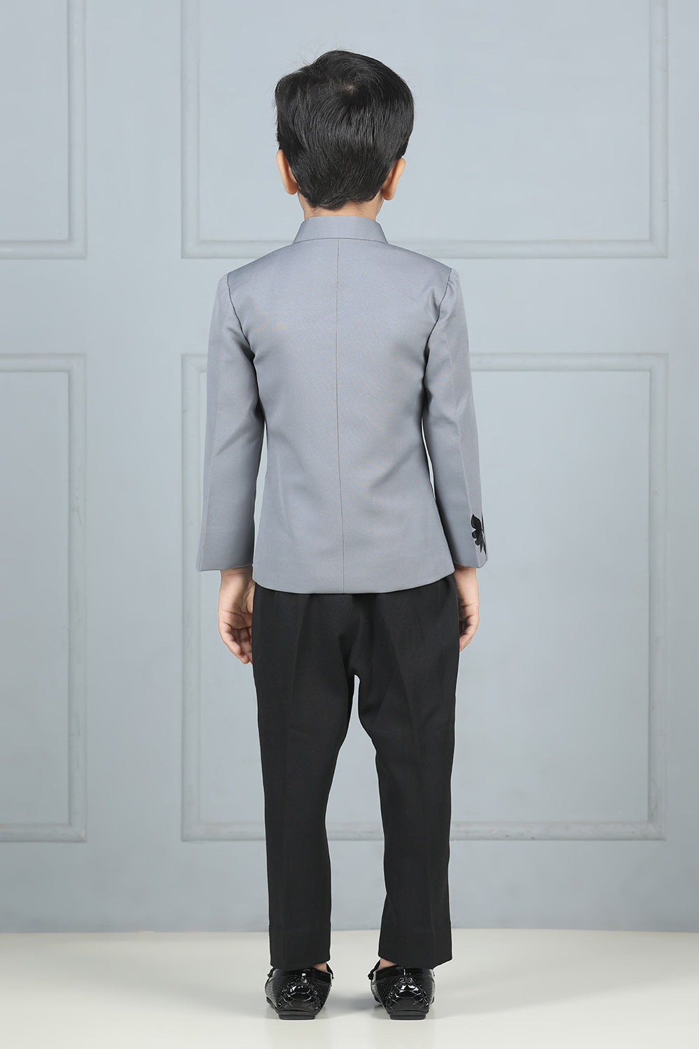 Grey and Black Bandgala with Thread Embroidery