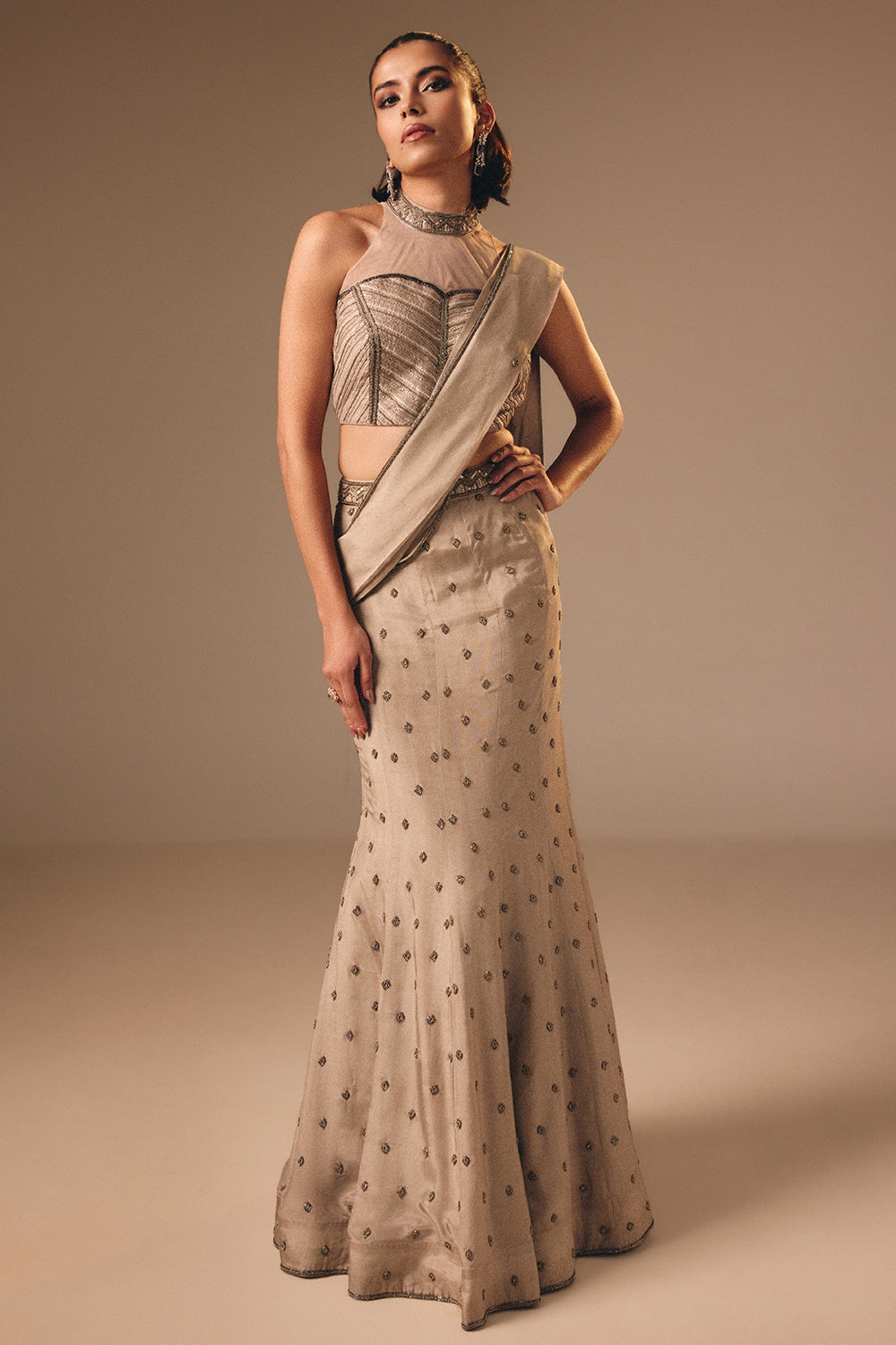 Grey Drape Saree