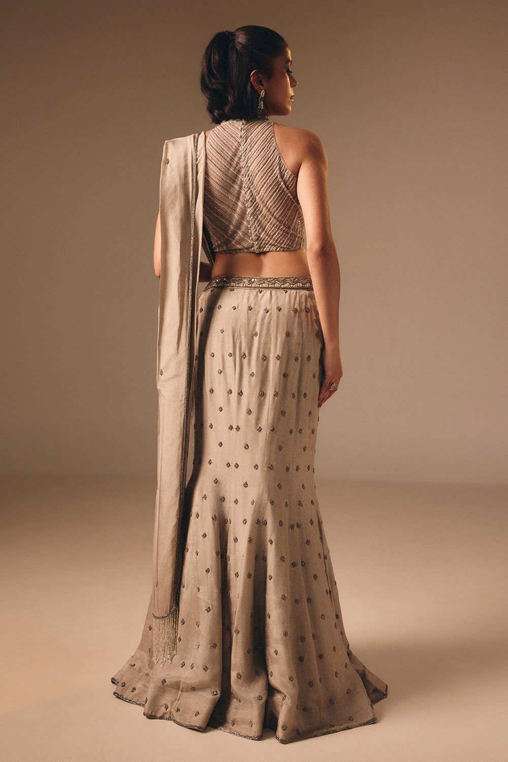 Grey Drape Saree