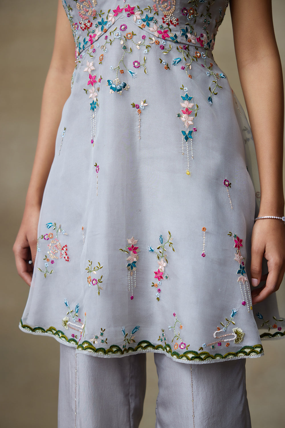 Grey Fancoin Kurta Set